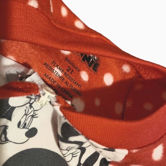 NWT Disney Toddler Girls Red & White Minnie Mouse Zip Up Blanket Sleeper Pajamas - Picture 4 of 6